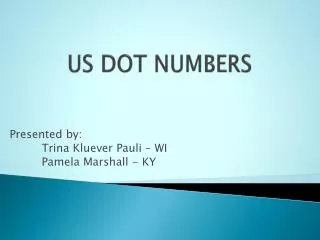 US DOT NUMBERS