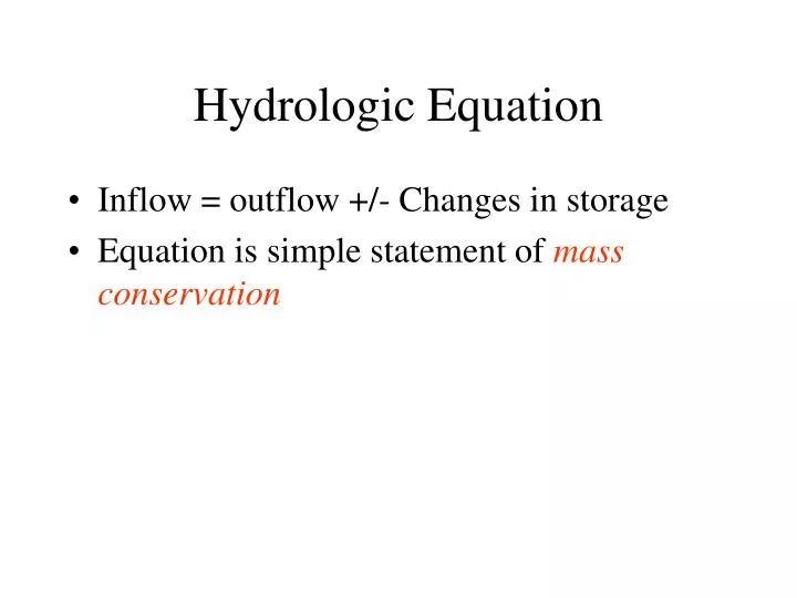 hydrologic equation