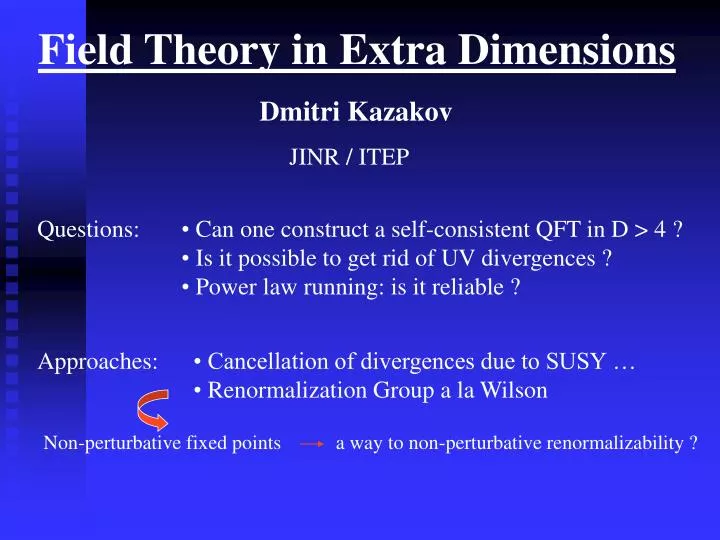 field theory in extra dimensions