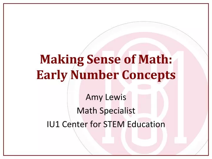 making sense of math early number concepts
