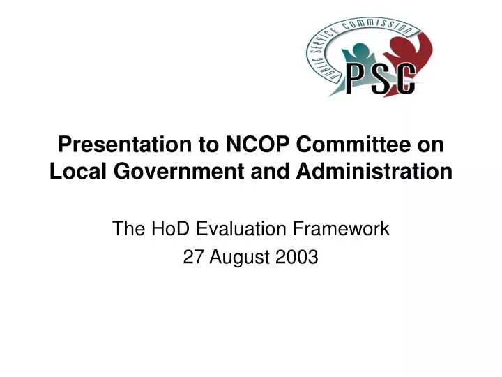 presentation to ncop committee on local government and administration