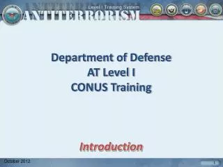 Department of Defense AT Level I CONUS Training Introduction