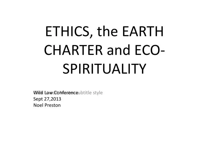 ethics the earth charter and eco spirituality