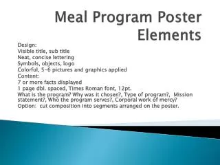 Meal Program Poster Elements