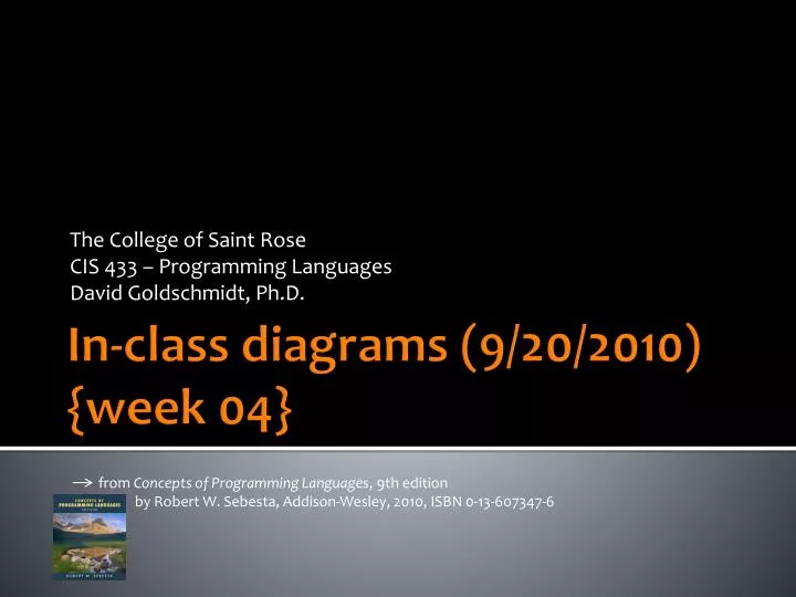 the college of saint rose cis 433 programming languages david goldschmidt ph d