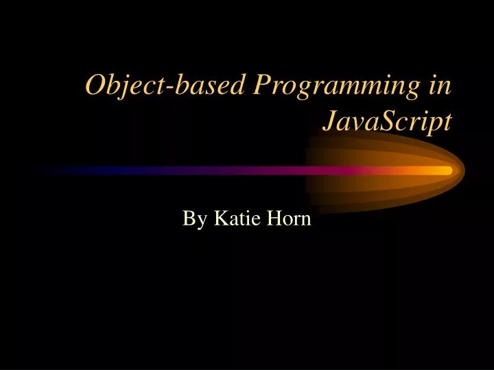 object based programming in javascript