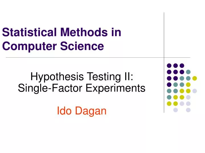 hypothesis testing ii single factor experiments ido dagan
