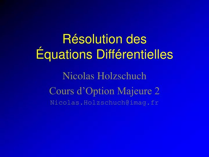 r solution des quations diff rentielles