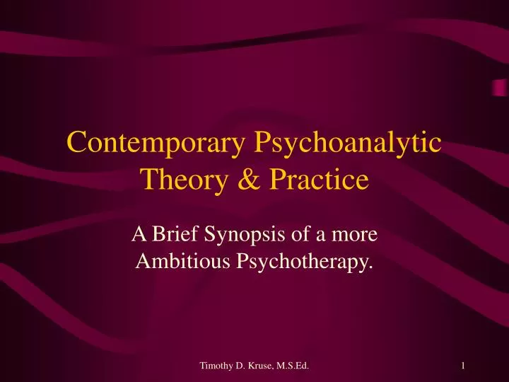 contemporary psychoanalytic theory practice