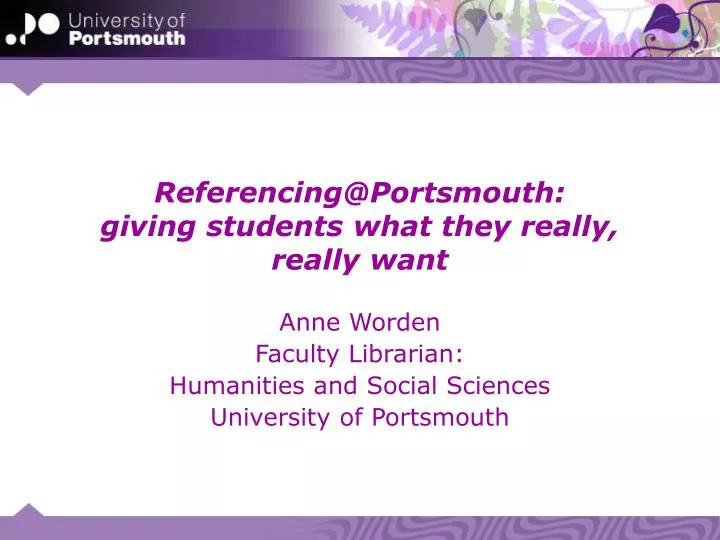 referencing@portsmouth giving students what they really really want