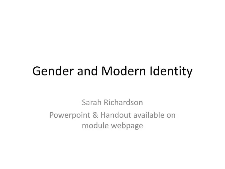 gender and modern identity