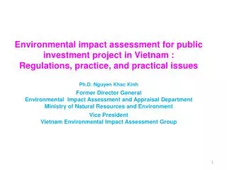 Environmental impact assessment for public investment project in Vietnam :