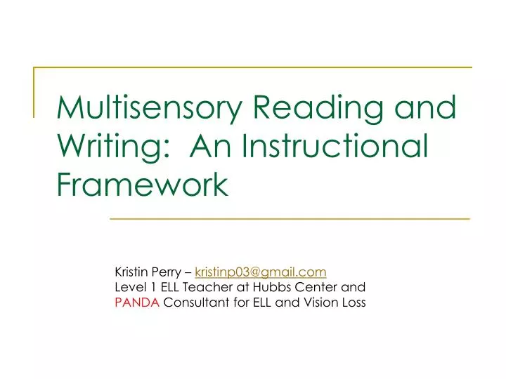 multisensory reading and writing an instructional framework