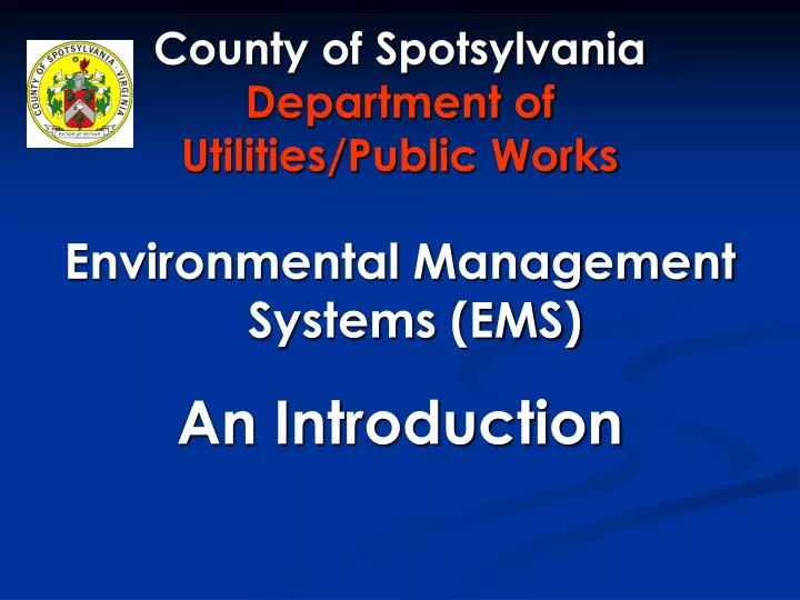 county of spotsylvania department of utilities public works