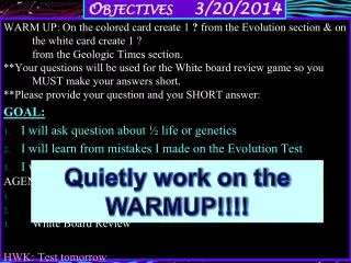 Objectives 	3/20/2014