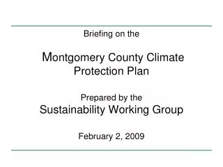 Sustainability Working Group