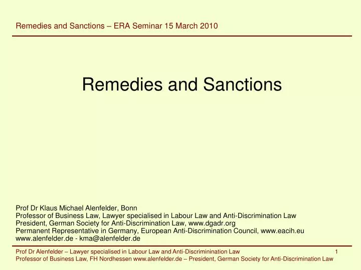 remedies and sanctions era seminar 15 march 2010