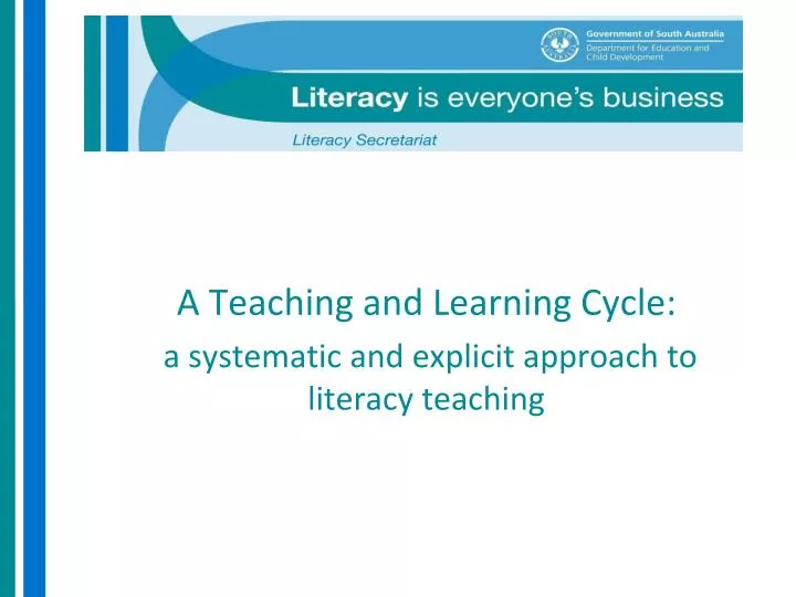 a teaching and learning cycle a systematic and explicit approach to literacy teaching
