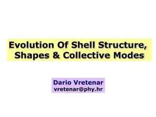 Evolution Of Shell Structure, Shapes &amp; Collective Modes