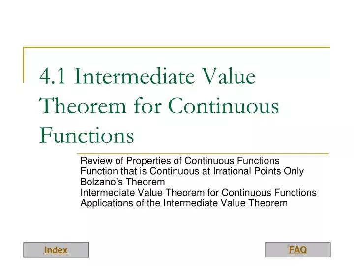 4 1 intermediate value theorem for continuous functions