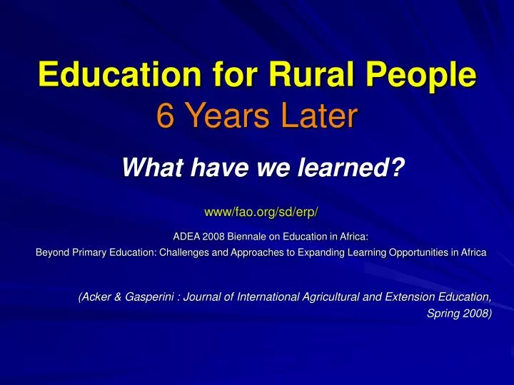 education for rural people 6 years later