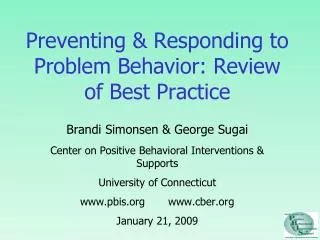 preventing responding to problem behavior review of best practice