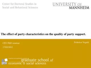 The effect of party characteristics on the quality of party support.