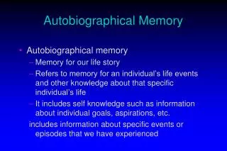 Autobiographical Memory