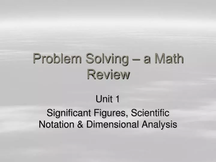 problem solving a math review