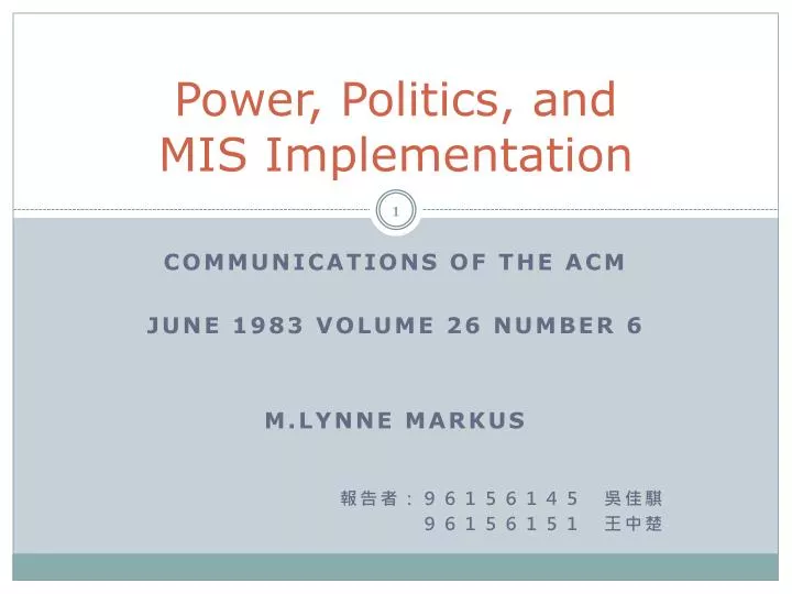power politics and mis implementation