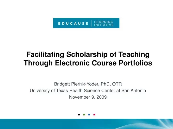 facilitating scholarship of teaching through electronic course portfolios