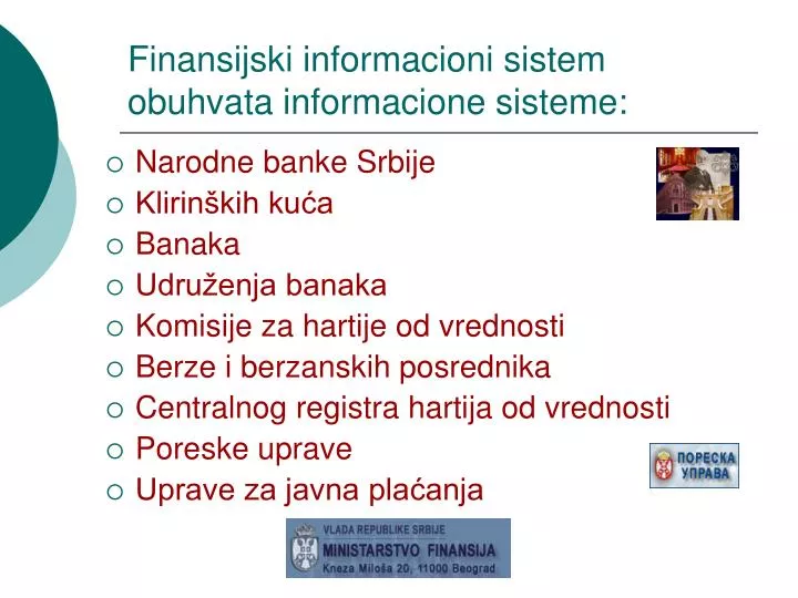finansijski informacioni sistem obuhvata informacione sisteme