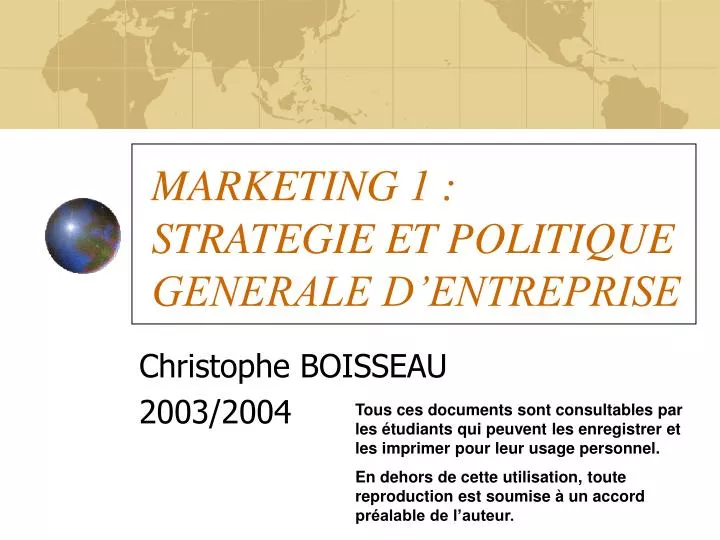 marketing 1 strategie et politique generale d entreprise