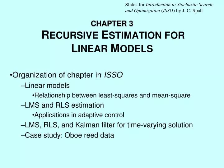 chapter 3 r ecursive e stimation for l inear m odels