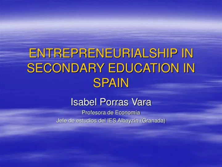 entrepreneurialship in secondary education in spain