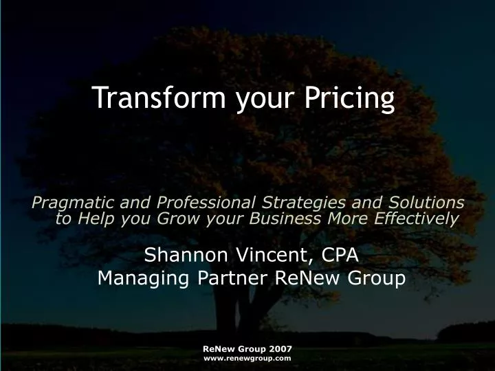 transform your pricing