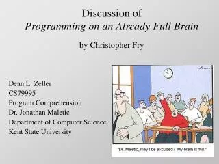 Discussion of Programming on an Already Full Brain by Christopher Fry