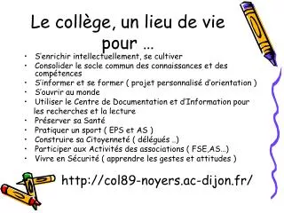 le coll ge un lieu de vie pour