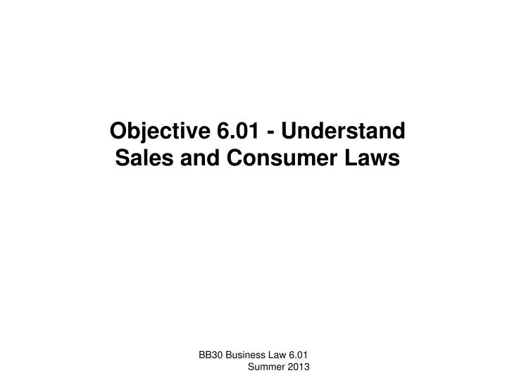 objective 6 01 understand sales and consumer laws