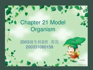 Chapter 21 Model Organism