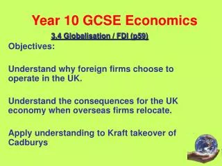 Year 10 GCSE Economics