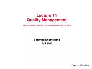 Software Engineering Fall 2005