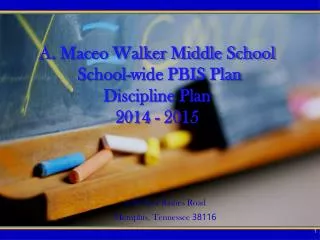 A. Maceo Walker Middle School School-wide PBIS Plan Discipline Plan 2014 - 2015