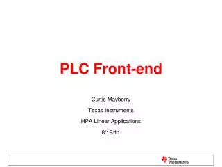 PLC Front-end