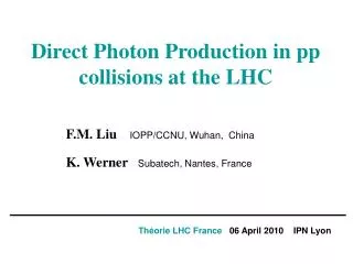 Direct Photon Production in pp collisions at the LHC