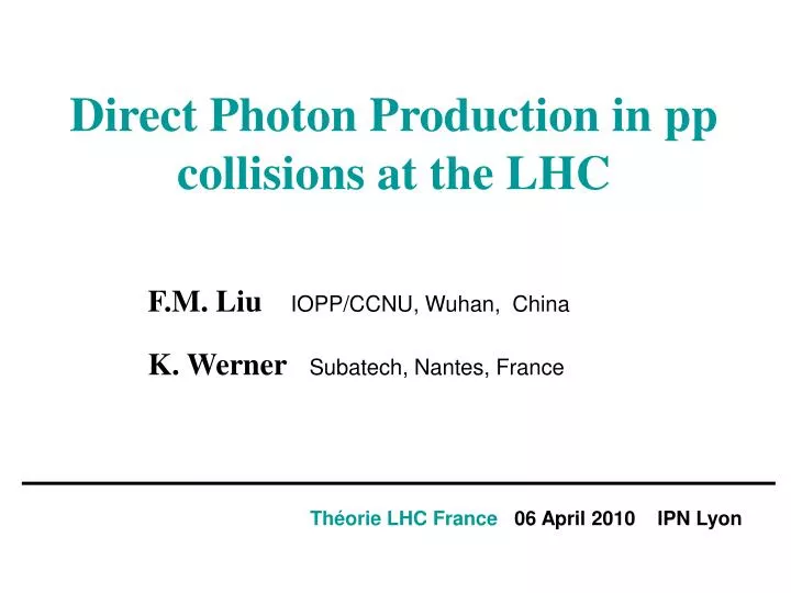 direct photon production in pp collisions at the lhc