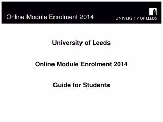 Online Module Enrolment 2014