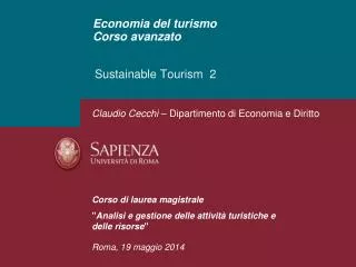 Economia del turismo Corso avanzato