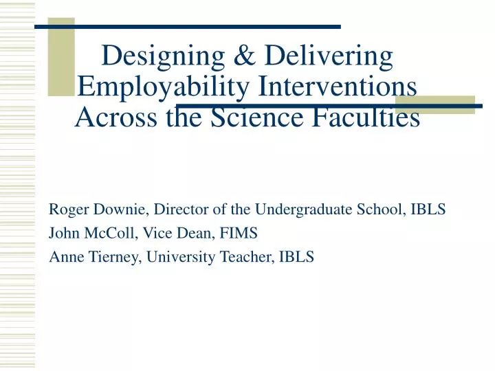 designing delivering employability interventions across the science faculties