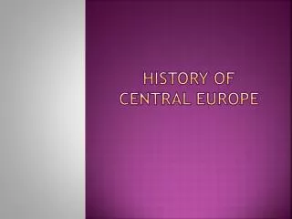 History of central europe